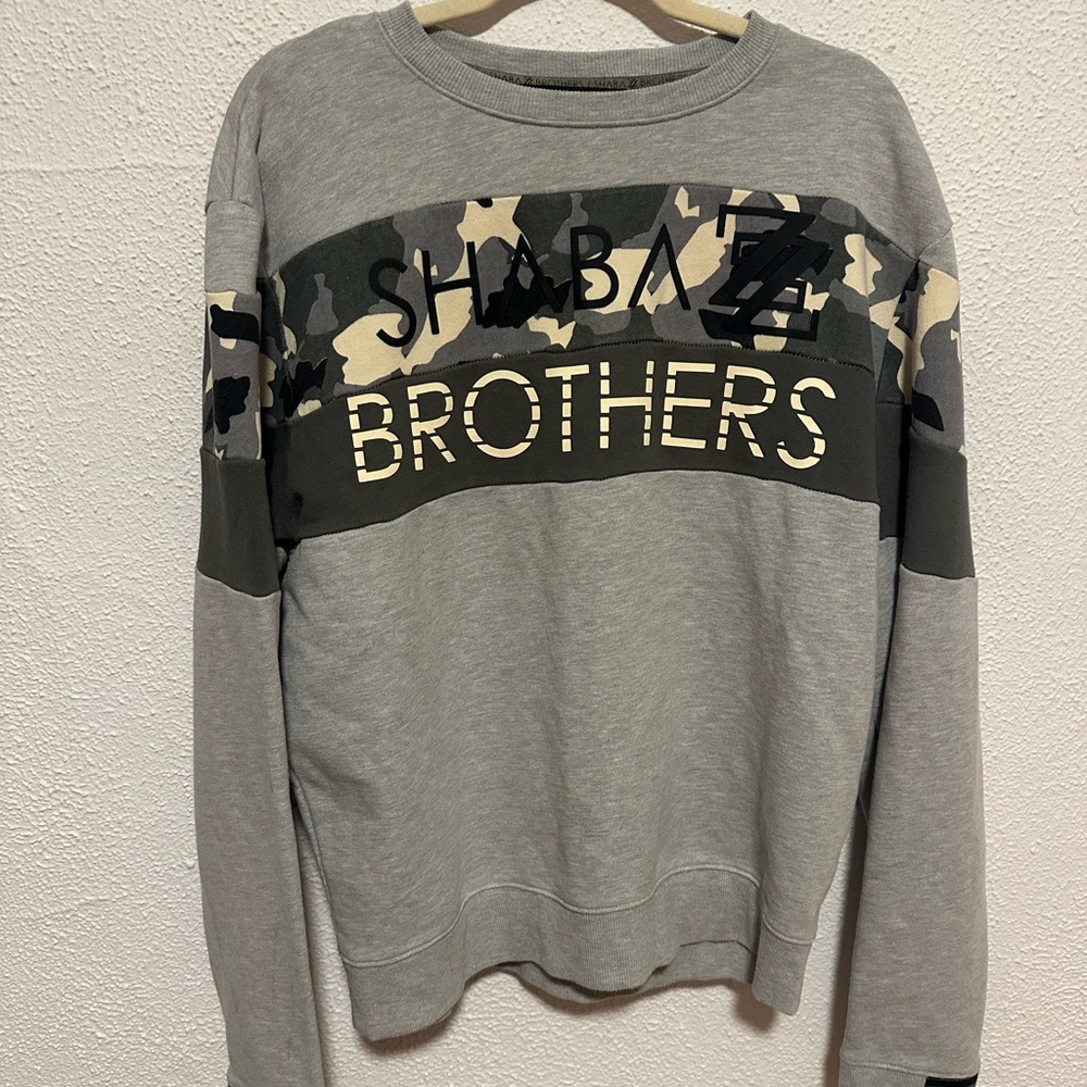 Shabazz Brothers Pullover Hoodie Mens Size XL Camo And Green Stripe